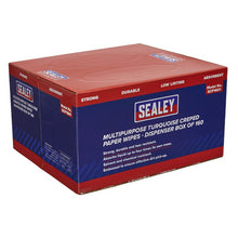 Load image into Gallery viewer, Sealey Multipurpose Paper Wipes in Dispenser Box - Creped Turquoise 69gsm 160 Sheets
