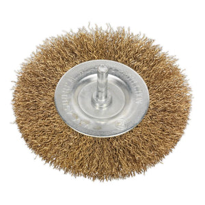 Sealey Flat Wire Brush 100mm (4") - 6mm Shaft