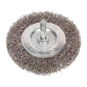 Sealey Flat Wire Brush Stainless Steel 75mm (3") - 6mm Shaft