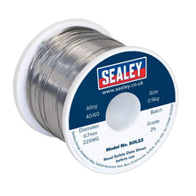 Load image into Gallery viewer, Sealey Solder Wire Quick Flow 2% 0.7mm/22SWG 40/60 0.5kg Reel
