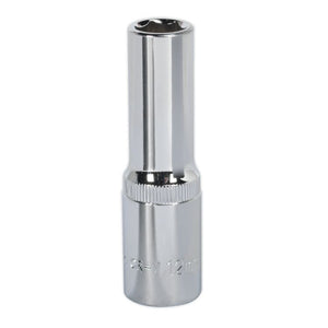 Sealey WallDrive Socket 12mm 1/2" Drive - Deep, Fully Polished (Premier) - 6pt