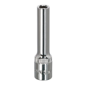Sealey WallDrive Socket 5mm 1/4" Drive - Deep, Fully Polished (Premier) - 6pt