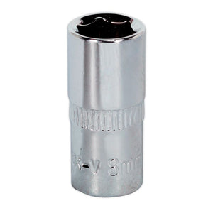 Sealey WallDrive Socket 8mm 1/4" Drive - Fully Polished (Premier) - 6pt