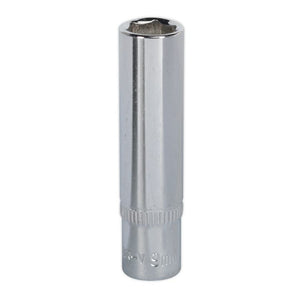 Sealey WallDrive Socket 9mm 1/4" Drive - Deep, Fully Polished (Premier) - 6pt