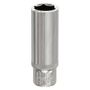 Sealey WallDrive Socket 12mm 1/4" Drive - Deep, Fully Polished (Premier) - 6pt