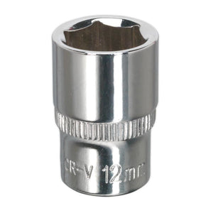 Sealey WallDrive Socket 12mm 1/4" Drive - Fully Polished (Premier) - 6pt