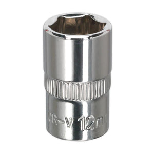 Sealey WallDrive Socket 12mm 3/8" Drive - Fully Polished (Premier) - 6pt