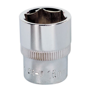 Sealey WallDrive Socket 16mm 3/8" Drive - Fully Polished (Premier) - 6pt