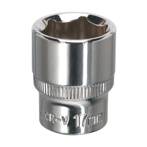 Sealey WallDrive Socket 17mm 3/8" Drive - Fully Polished (Premier) - 6pt