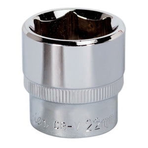 Sealey WallDrive Socket 22mm 3/8" Drive - Fully Polished (Premier) - 6pt