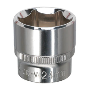 Sealey WallDrive Socket 24mm 3/8" Drive - Fully Polished (Premier) - 6pt