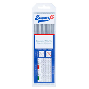 Super 6 - 0.8% Zirconiated White Tip Tungsten Electrodes 150mm