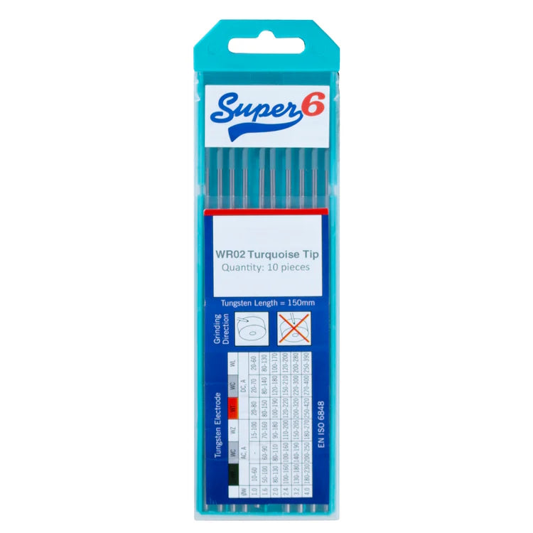 Super 6 - WR02 Turquoise Tip Tungsten Electrodes 150mm - 10pcs
