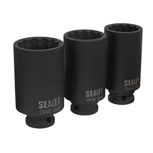 Sealey Impact Hub Nut Socket Set 3pc 12pt 1/2" Drive