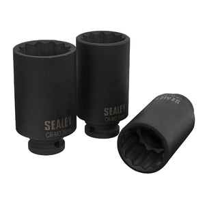 Sealey Impact Hub Nut Socket Set 3pc 12pt 1/2" Drive