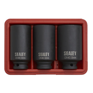Sealey Impact Hub Nut Socket Set 3pc 12pt 1/2" Drive