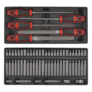 Sealey Topchest & Rollcab Combination 14 Drawer Ball-Bearing Slides - Red/Grey & 1233pc Tool Kit (Premier)