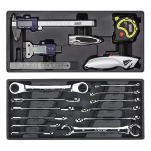 Sealey Topchest & Rollcab Combination 14 Drawer Ball-Bearing Slides - Red/Grey & 1233pc Tool Kit (Premier)
