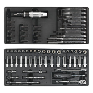 Sealey Topchest & Rollcab Combination 14 Drawer Ball-Bearing Slides - Red/Grey & 1233pc Tool Kit (Premier)