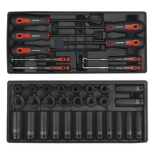 Load image into Gallery viewer, Sealey Topchest &amp; Rollcab Combination 14 Drawer Ball-Bearing Slides - Red/Grey &amp; 1233pc Tool Kit (Premier)
