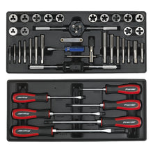 Load image into Gallery viewer, Sealey Topchest &amp; Rollcab Combination 14 Drawer Ball-Bearing Slides - Red/Grey &amp; 1233pc Tool Kit (Premier)
