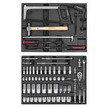 Load image into Gallery viewer, Sealey Topchest &amp; Rollcab Combination 14 Drawer Ball-Bearing Slides - Red/Grey &amp; 1233pc Tool Kit (Premier)
