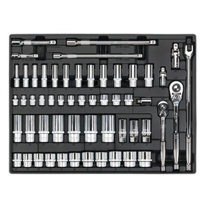 Sealey Tool Tray, Socket Set 55pc 3/8" & 1/2" Drive (Premier)