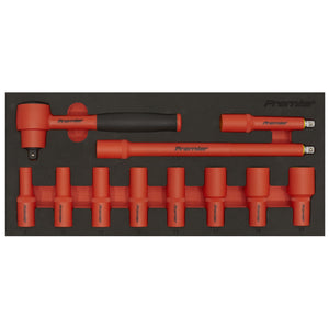 Sealey Insulated Socket Set, Tool Tray 11pc 3/8" Sq Drive - VDE Approved
