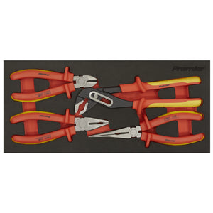 Sealey Insulated Pliers Set 4pc, Tool Tray - VDE Approved