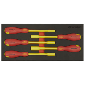 Sealey Insulated Nut Driver Set 5pc, Tool Tray - VDE Approved (Premier)