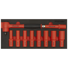 Load image into Gallery viewer, Sealey Insulated Socket Set, Tool Tray 10pc 1/2&quot; Sq Drive - VDE Approved
