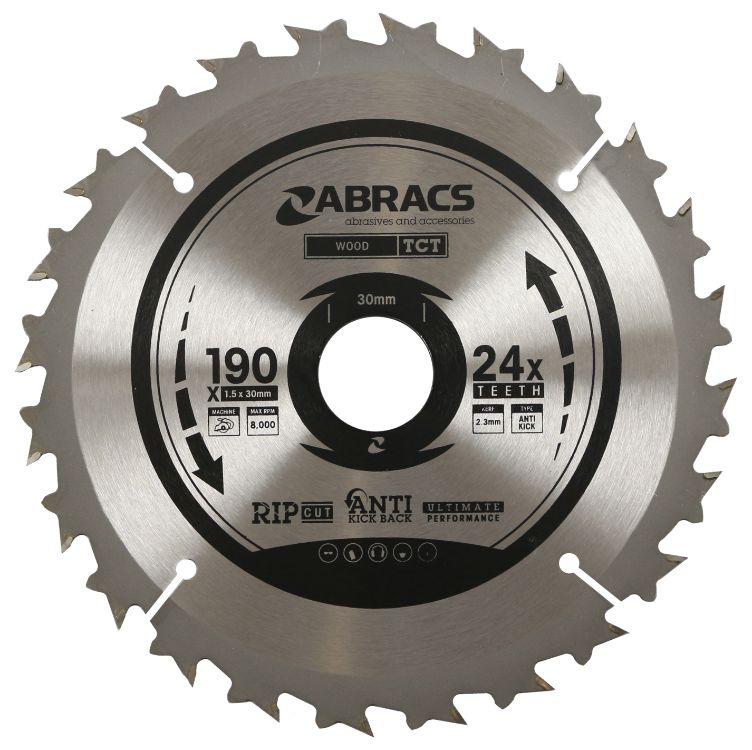 Abracs TCT Blade 190mm x 30mm x 24T - Wood