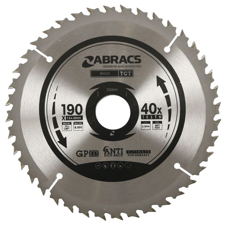 Abracs TCT Blade 190mm x 30mm x 40T - Wood