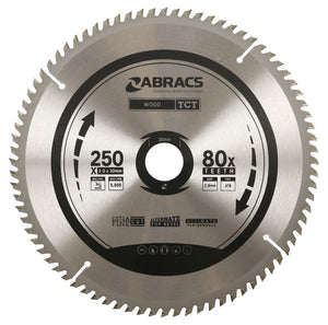 Abracs TCT Blade 250mm x 30mm x 80T - Wood