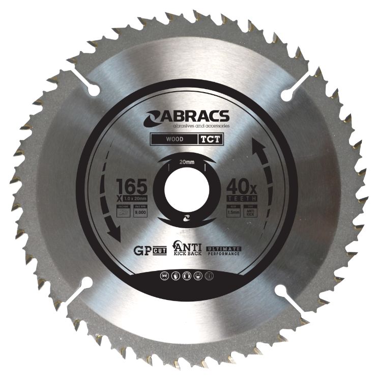 Abracs Cordless TCT Blade 165mm x 20mm x 40T - Wood