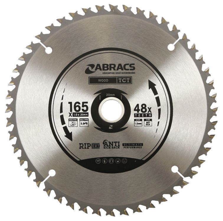 Abracs Cordless TCT Blade 165mm x 20mm x 48T - Wood
