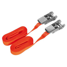 Load image into Gallery viewer, Sealey Self-Securing Ratchet Straps 25mm x 4.5M - 500kg Breaking Strength - Pair
