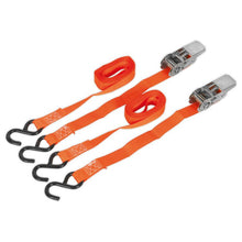 Load image into Gallery viewer, Sealey Ratchet Straps 25mm x 4M Polyester Webbing, S-Hooks 500kg Breaking Strength - Pair
