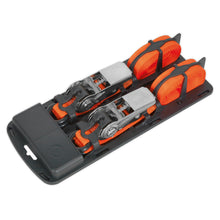 Load image into Gallery viewer, Sealey Ratchet Straps 25mm x 4M Polyester Webbing, S-Hooks 500kg Breaking Strength - Pair
