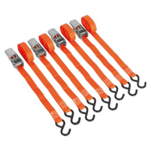 Load image into Gallery viewer, Sealey Ratchet Straps 25mm x 4M Polyester Webbing, S-Hooks 500kg Breaking Strength - 2 Pairs
