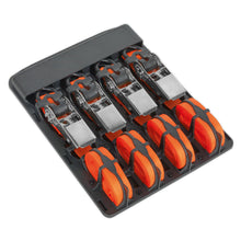 Load image into Gallery viewer, Sealey Ratchet Straps 25mm x 4M Polyester Webbing, S-Hooks 500kg Breaking Strength - 2 Pairs
