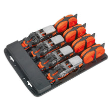 Load image into Gallery viewer, Sealey Ratchet Straps 25mm x 4M Polyester Webbing, S-Hooks 500kg Breaking Strength - 2 Pairs
