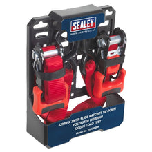 Load image into Gallery viewer, Sealey Slide Ratchet Strap 32mm x 3M Polyester Webbing, S-Hooks 1200kg Breaking Strength
