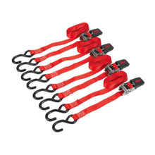 Load image into Gallery viewer, Sealey Ratchet Strap 25mm x 4M Polyester Webbing, S-Hooks 800kg Breaking Strength - 2 Pairs
