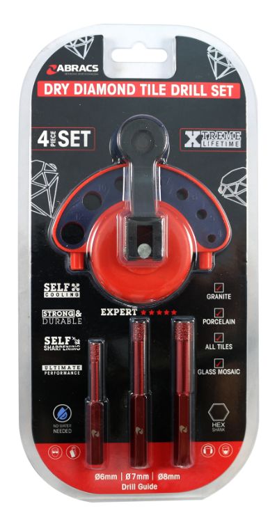 Abracs Diamond Tile Drill Set - 6/8/10mm  Drill Guide