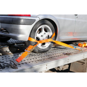 Sealey Car Transporter Ratchet Strap 50mm x 3M Alloy Wheel - Single 5000kg Breaking Strength