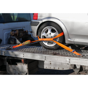 Sealey Car Transporter Ratchet Strap 50mm x 3M Alloy Wheel - Single 5000kg Breaking Strength