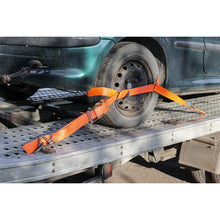 Load image into Gallery viewer, Sealey Car Transporter Ratchet Strap 50mm x 3M Steel Wheel - Single 4500kg Breaking Strength
