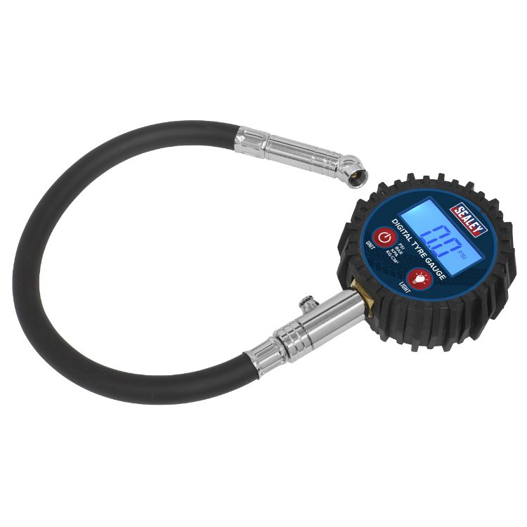 Sealey Digital Tyre Pressure Gauge, Push-On Connector