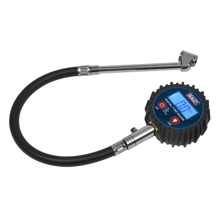 Sealey Digital Tyre Pressure Gauge, Twin Push-On Connector